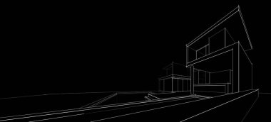 Binanın mimari 3d çizim çizim ev