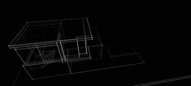 Binanın mimari 3d çizim çizim ev