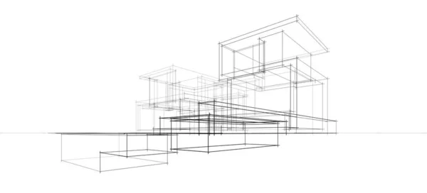 Hus Bygning Arkitektonisk Tegning Illustration - Stock-foto