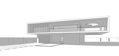 Binanın mimari 3d çizim çizim ev