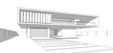 Binanın mimari 3d çizim çizim ev