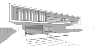 Binanın mimari 3d çizim çizim ev