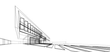 Binanın mimari 3d çizim çizim ev