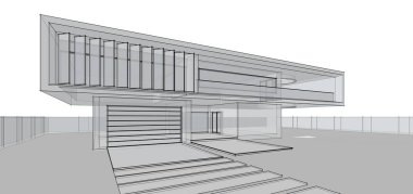 Binanın mimari 3d çizim çizim ev