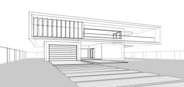 Binanın mimari 3d çizim çizim ev