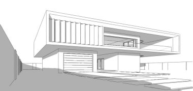 Binanın mimari 3d çizim çizim ev