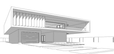 Binanın mimari 3d çizim çizim ev