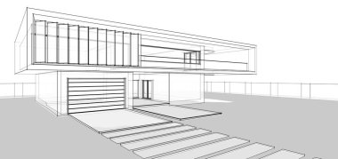 Binanın mimari 3d çizim çizim ev