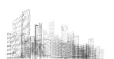 soyut mimari duvar kağıdı gökdelen tasarımı, dijital konsept arkaplan