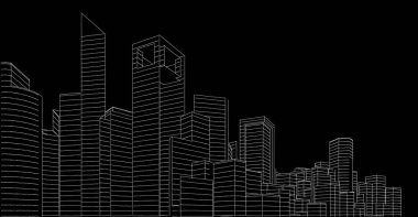 soyut mimari duvar kağıdı gökdelen tasarımı, dijital konsept arkaplan