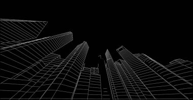 soyut mimari duvar kağıdı gökdelen tasarımı, dijital konsept arkaplan