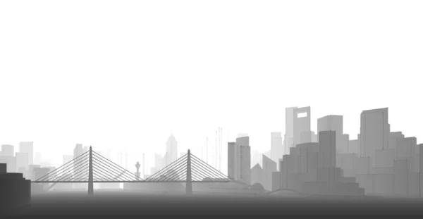 Ілюстрація Міського Краєвиду Будівлями Мостом — стокове фото