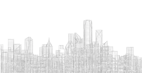 Abstrakt Arkitektonisk Tapet Skyskrapa Byggnad Design Digitalt Koncept Bakgrund — Stockfoto