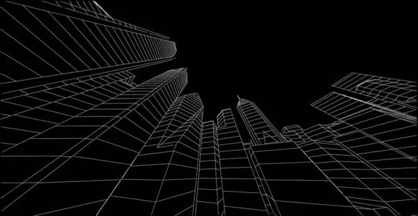 Abstrakcyjna Tapeta Architektoniczna Drapacz Chmur Projekt Budynku Cyfrowe Tło Koncepcyjne — Zdjęcie stockowe