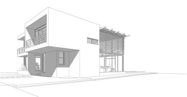 Binanın mimari 3d çizim çizim ev