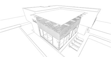 Binanın mimari 3d çizim çizim ev