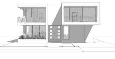 Binanın mimari 3d çizim çizim ev