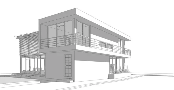 Hus Bygning Arkitektonisk Tegning Illustration - Stock-foto