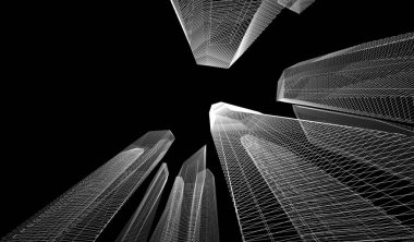 soyut mimari duvar kağıdı gökdelen tasarımı, dijital konsept arkaplan