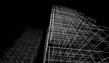 soyut mimari duvar kağıdı gökdelen tasarımı, dijital konsept arkaplan