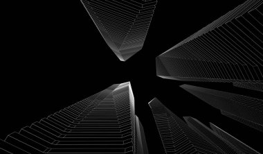 soyut mimari duvar kağıdı gökdelen tasarımı, dijital konsept arkaplan