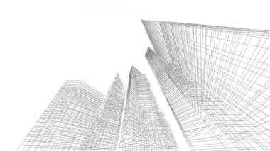 soyut mimari duvar kağıdı gökdelen tasarımı, dijital konsept arkaplan