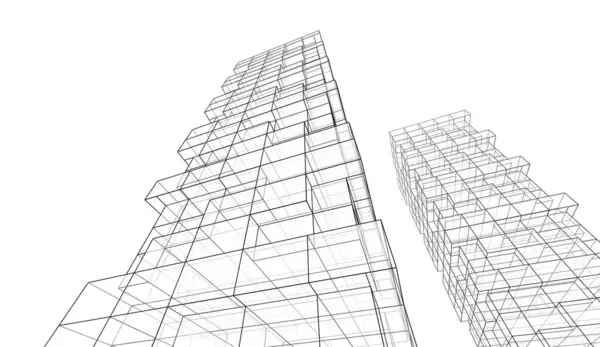 建筑墙纸摩天大楼设计 数字概念背景 — 图库照片