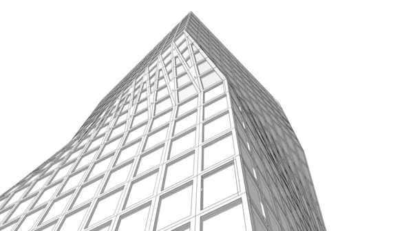 Αφηρημένη Αρχιτεκτονική Ταπετσαρία Ουρανοξύστης Σχεδιασμός Κτιρίου Ψηφιακή Έννοια Φόντο — Φωτογραφία Αρχείου