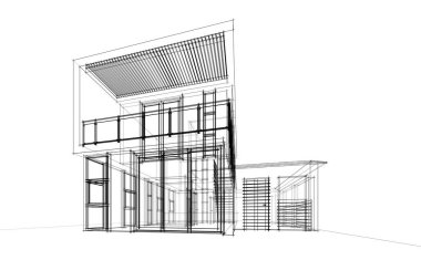 Binanın mimari 3d çizim çizim ev