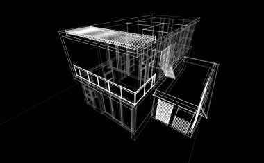 Binanın mimari 3d çizim çizim ev