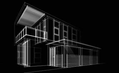 Binanın mimari 3d çizim çizim ev