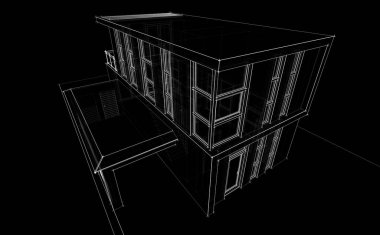 Binanın mimari 3d çizim çizim ev