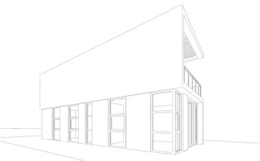 Binanın mimari 3d çizim çizim ev