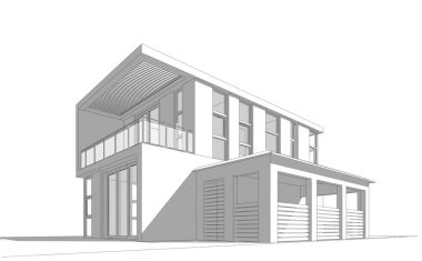 Binanın mimari 3d çizim çizim ev