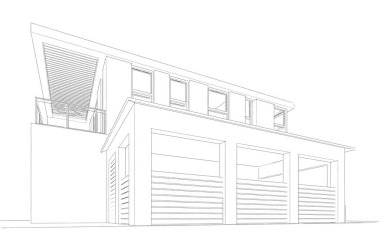 Binanın mimari 3d çizim çizim ev