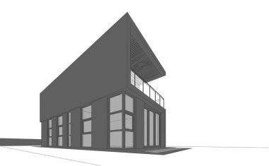 Binanın mimari 3d çizim çizim ev