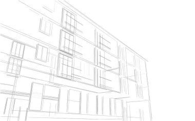 Binanın mimari 3d çizim çizim ev