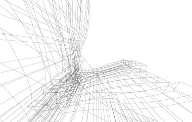 soyut vektör mimari duvar kağıdı gökdelen bina tasarımı, dijital konsept arkaplan