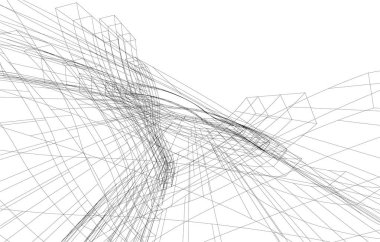 soyut vektör mimari duvar kağıdı gökdelen bina tasarımı, dijital konsept arkaplan