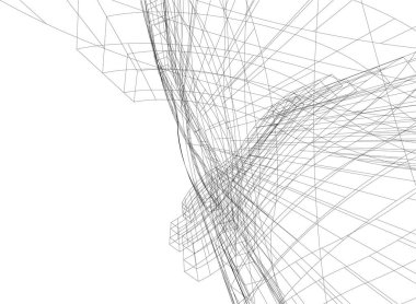 soyut vektör mimari duvar kağıdı gökdelen bina tasarımı, dijital konsept arkaplan
