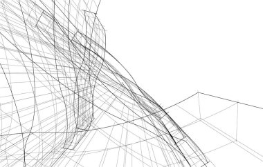 soyut vektör mimari duvar kağıdı gökdelen bina tasarımı, dijital konsept arkaplan