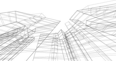 soyut vektör mimari duvar kağıdı gökdelen bina tasarımı, dijital konsept arkaplan