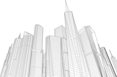 soyut vektör mimari duvar kağıdı gökdelen bina tasarımı, dijital konsept arkaplan