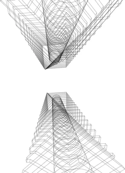 Abstrait Vecteur Architectural Papier Peint Gratte Ciel Conception Bâtiment Fond — Image vectorielle