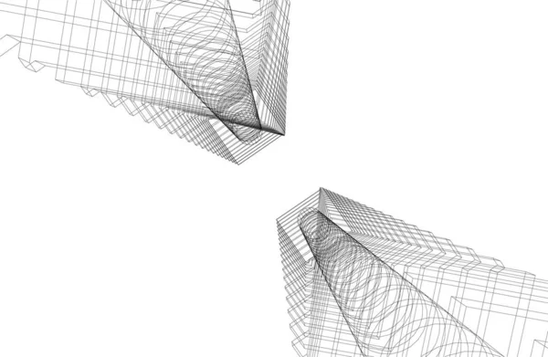 Абстрактные Векторные Архитектурные Обои Дизайн Здания Небоскреба Цифровой Концепт Фон — стоковый вектор