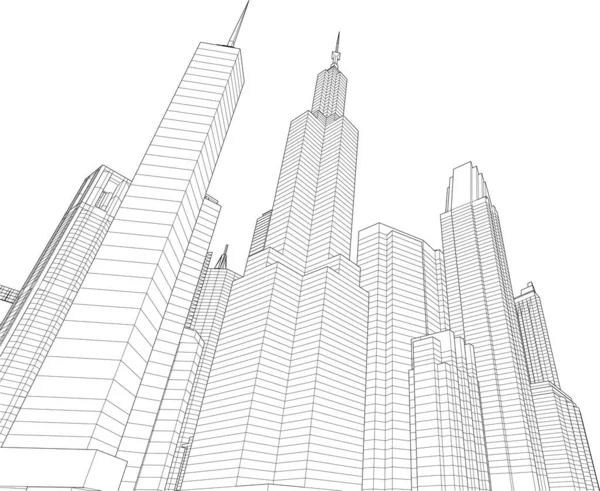 Vector Abstracto Arquitectura Papel Pintado Rascacielos Edificio Diseño Fondo Concepto — Vector de stock