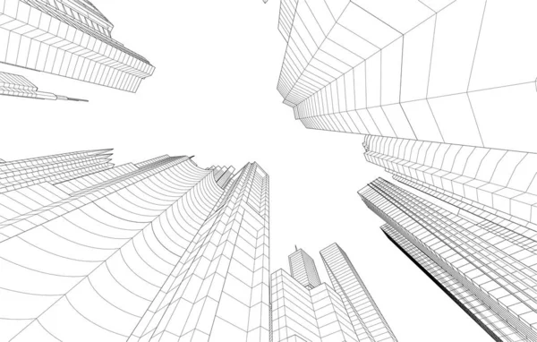 Абстрактные Векторные Архитектурные Обои Дизайн Здания Небоскреба Цифровой Концепт Фон — стоковый вектор