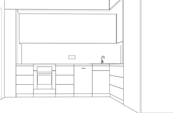 Vetor Interior Cozinha Apartamento Moderno — Vetor de Stock