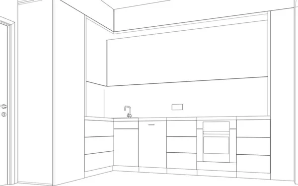 Modern Apartman Mutfağının Mekanı — Stok Vektör
