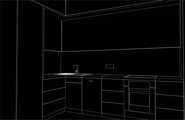 现代公寓厨房的载体内部 — 图库矢量图片